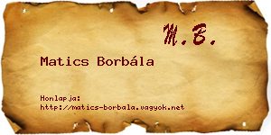 Matics Borbála névjegykártya