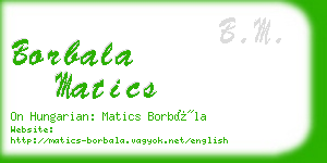 borbala matics business card